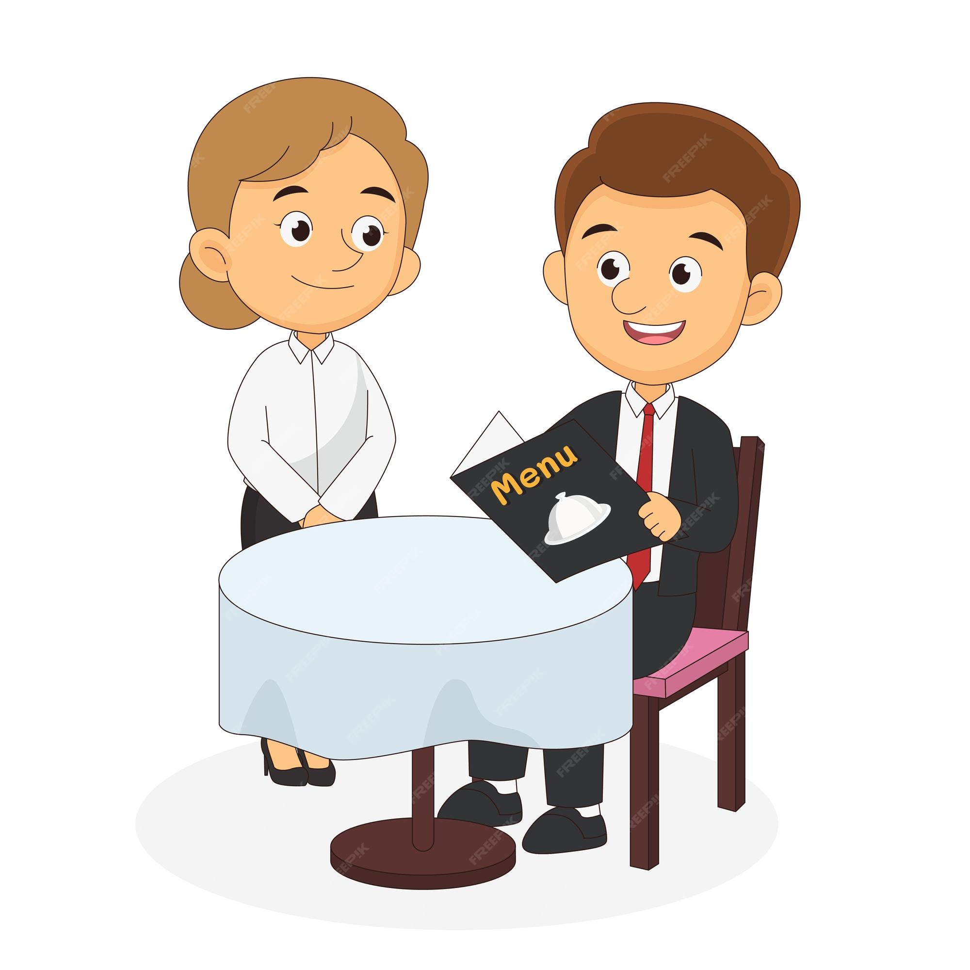 premium-vector-man-with-menu-making-order-to-waiter-at-restaurant
