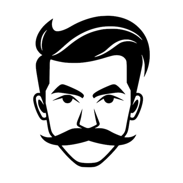 Vector man with mustache and elegant hairstyle for barbershop logo