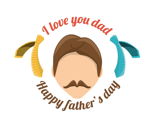 Man with mustache to fathers day celebration design