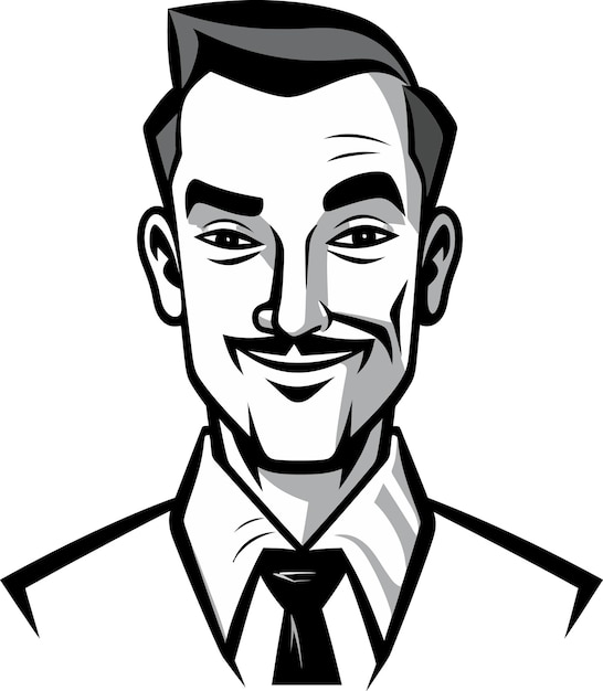 a man with a mustache and a tie that says  he is smiling