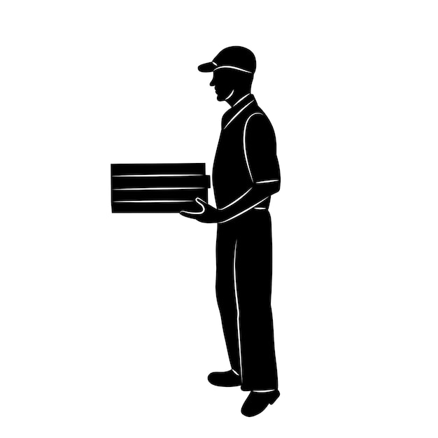 man with pizza background silhouette vector