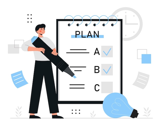 Vector man with plan concept