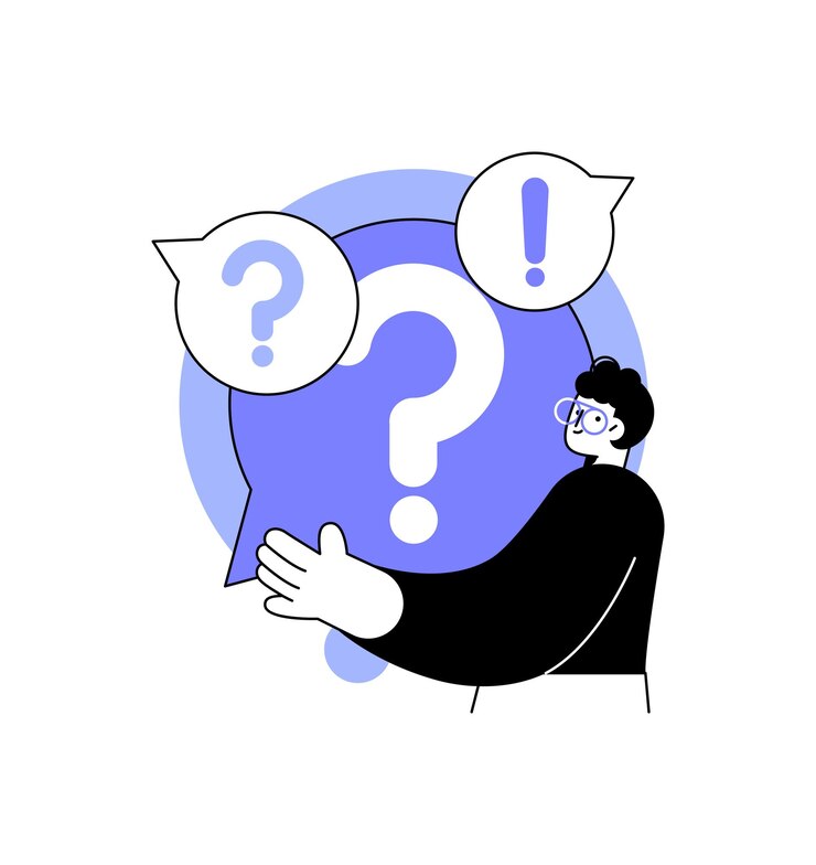 Vector 머리 위에 물음표가 있는 남자