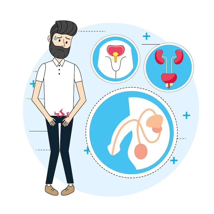 Vector man with renal infection illness diagnosis