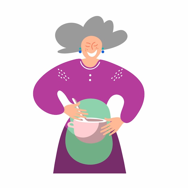 Vector a man with a saucepan a man engaged in cooking