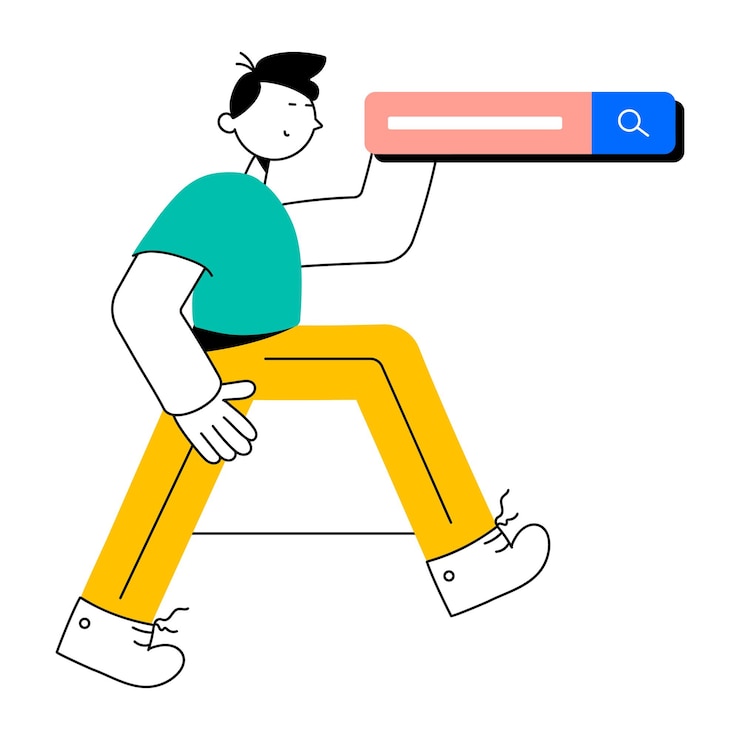 Vector 어깨에 검색창이 있는 남자.