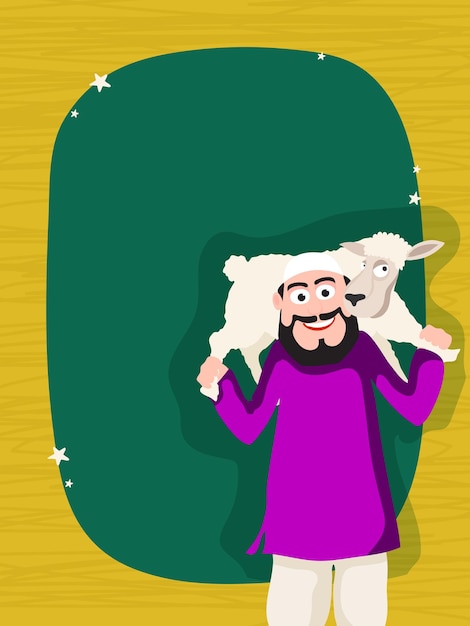 Vector man with sheep for eidaladha celebration