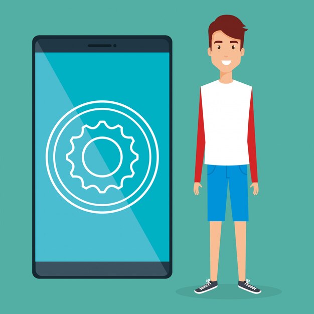 Vector man with smartphone character