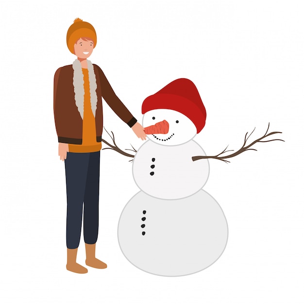 Vector man with snowman avatar character