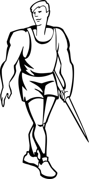 A man with a stick and a stick in his hand.