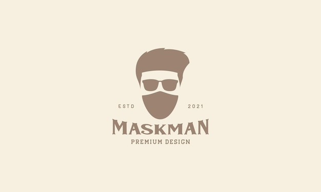 Man with sunglasses and mask vintage logo symbol icon vector graphic design illustration