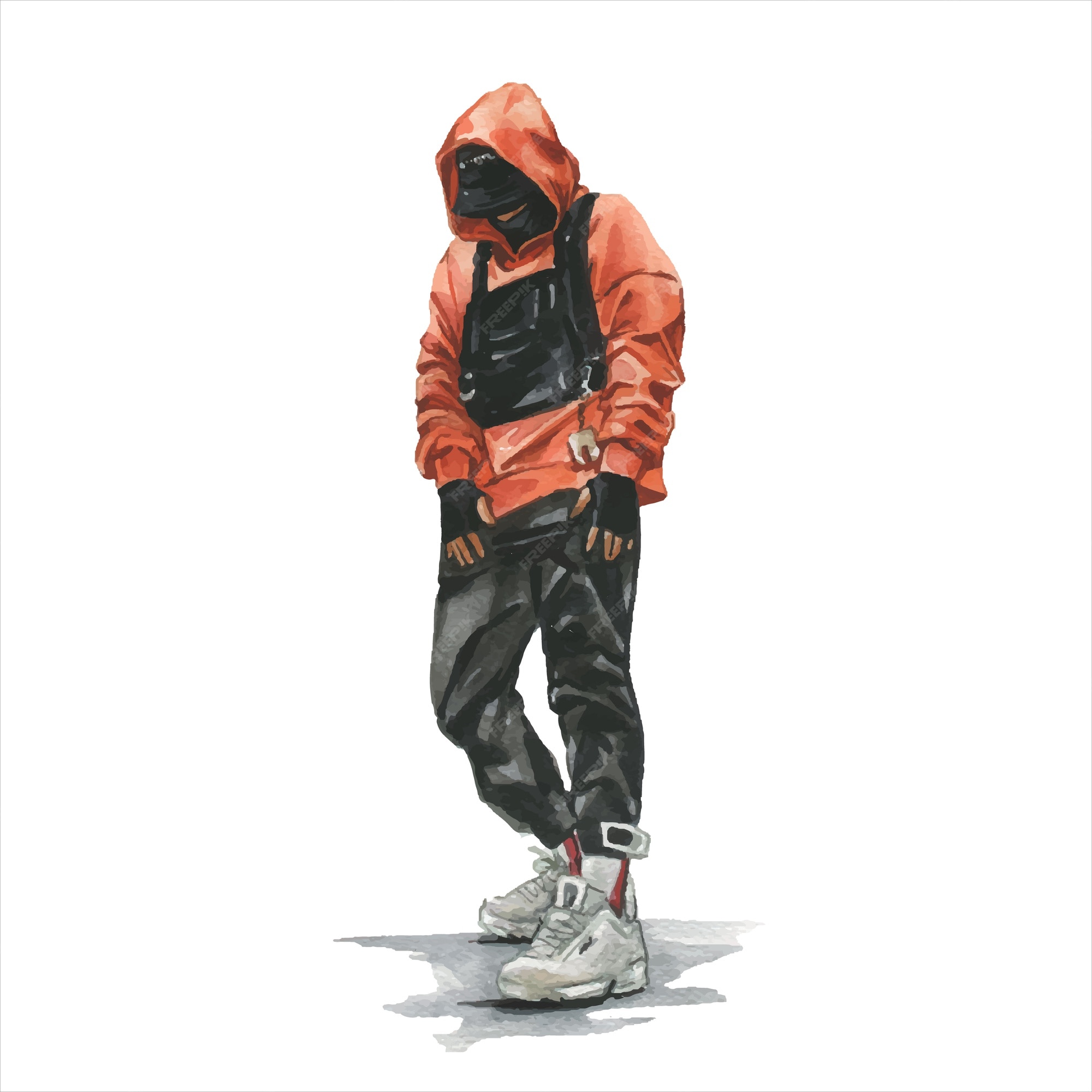 Premium Vector | Man with techwear outfit isolated on white