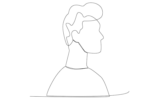 A man with tidy hair side view line art