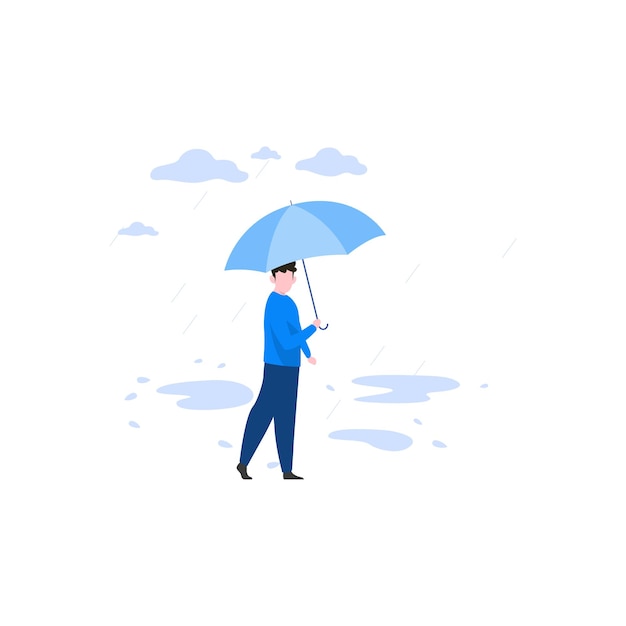 A man with an umbrella in the rain