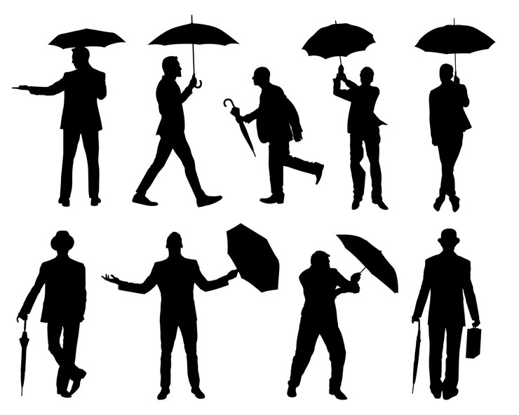 man with umbrella silhouette