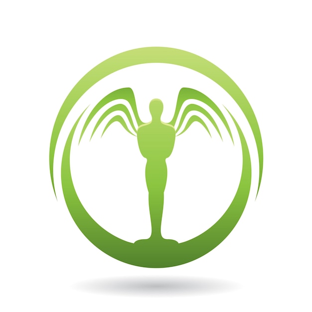 Vector man with wings green icon vector illustration