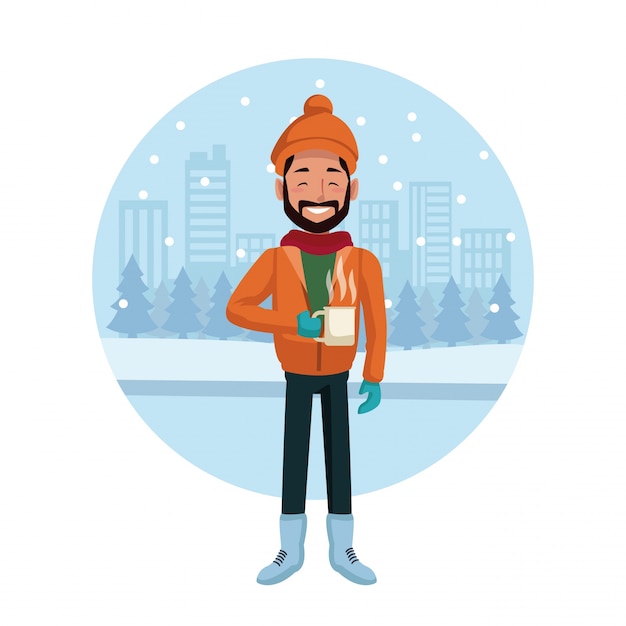 Vector man with winter clothes