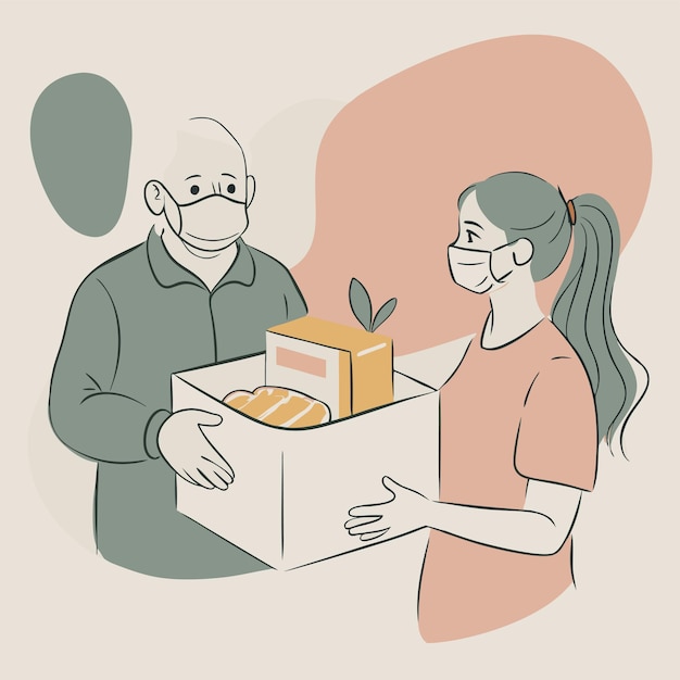 a man and a woman are carrying boxes with a man and a dog