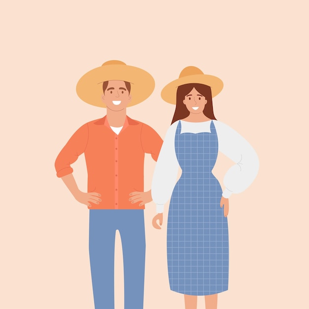 A man and a woman are farmers Sertanejo music Vector illustration