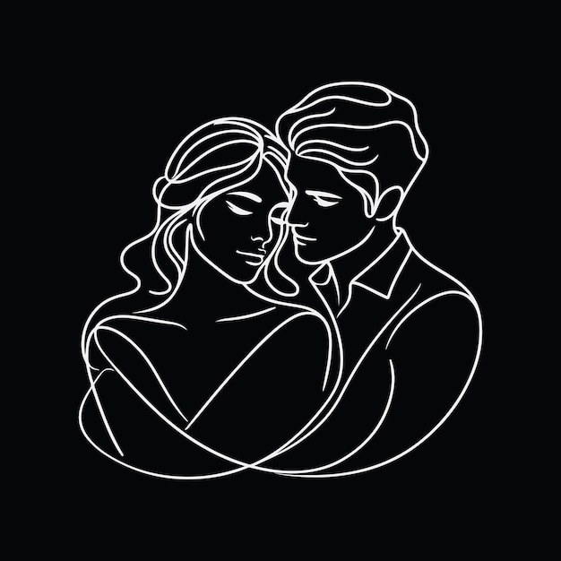 Vector a man and woman are kissing in a white frame