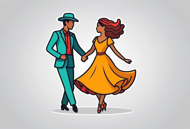 A man and a woman are walking in a dress