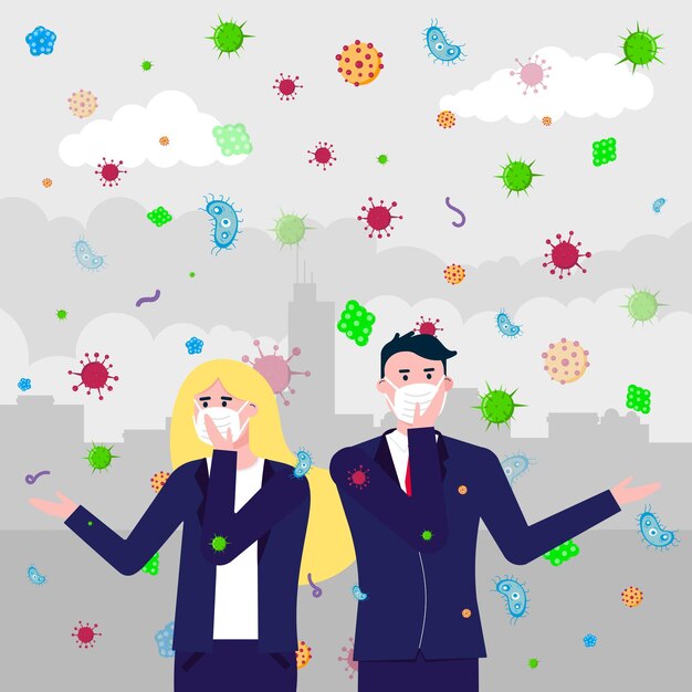 the man woman bacterias and viruses fly because infection transmitted by air