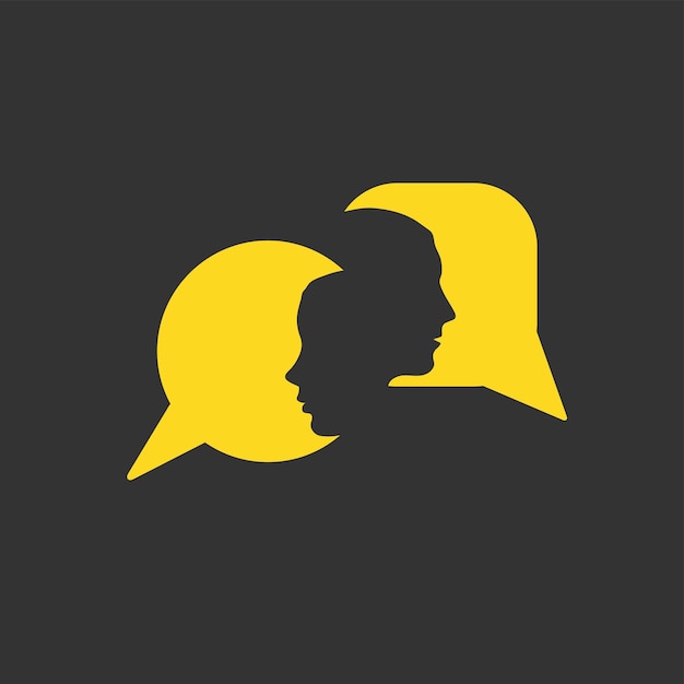 Man and woman black speech bubbles