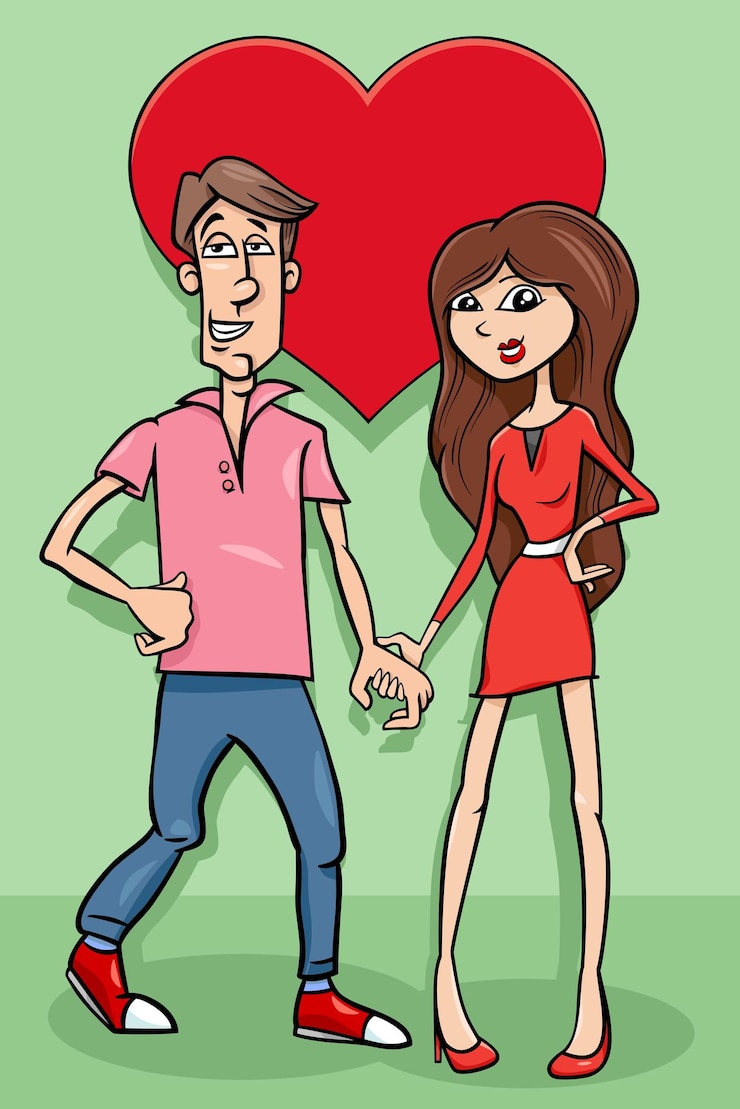 Vector man and woman couple in love