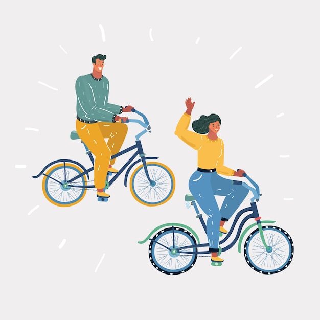 Мужчина и женщина-велосипедисты хорошо проводят время вместе