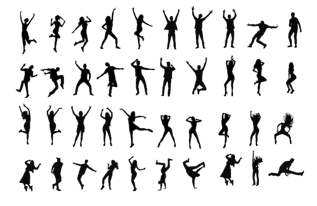 Man and woman dancing silhouettes