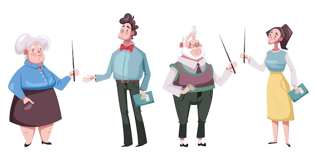 Man woman different teachers characters isolated design element set collections