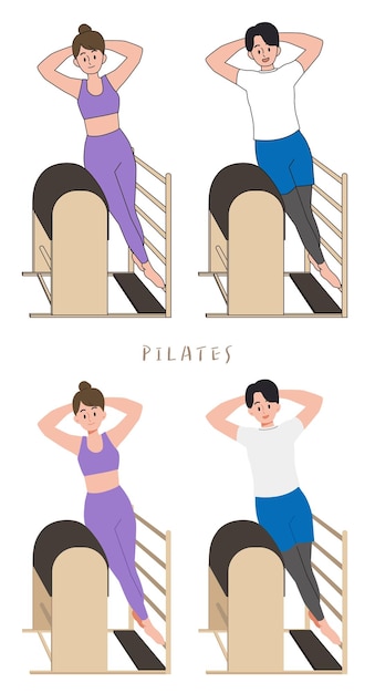 Man and woman doing pilates poses