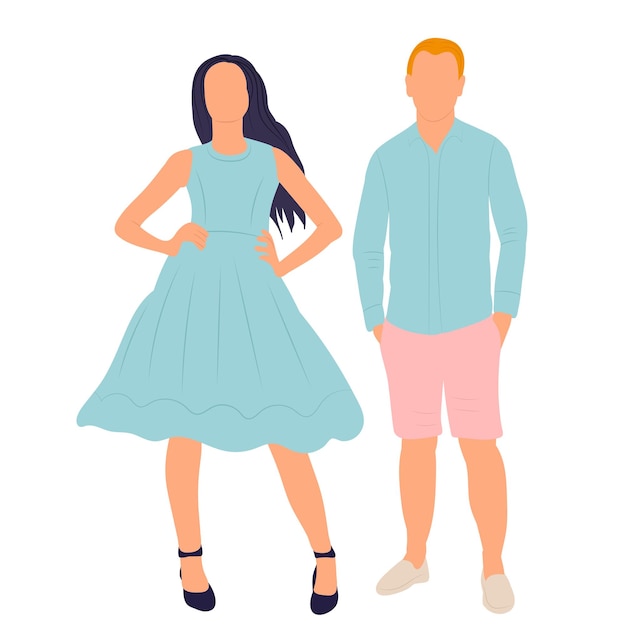 Man and woman in flat style isolated