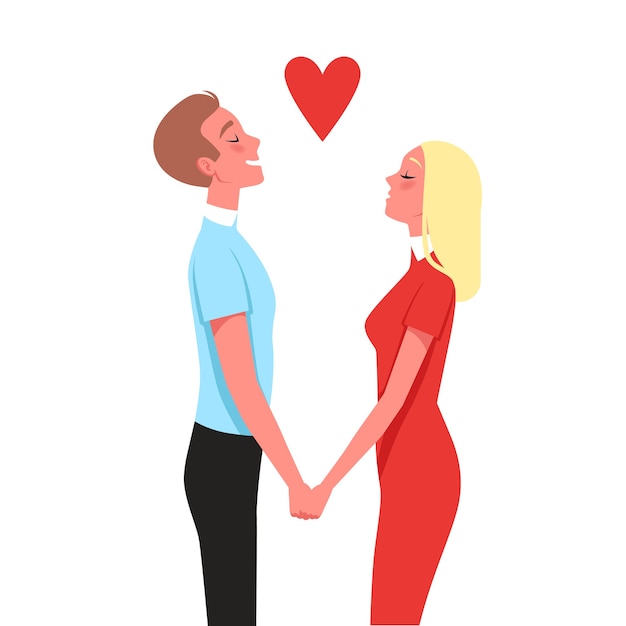 男と女は手をつないで愛を考えます。