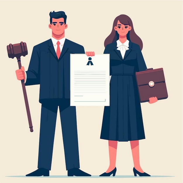 Vector a man and a woman holding a document that says  the letter  on it