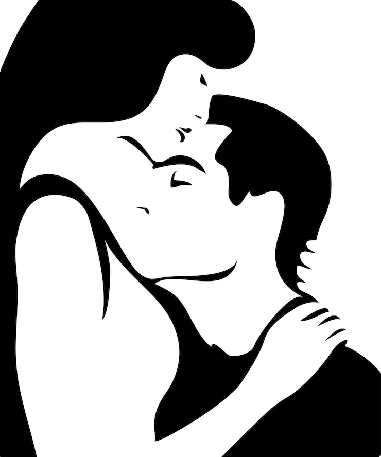 Vector man and woman in love