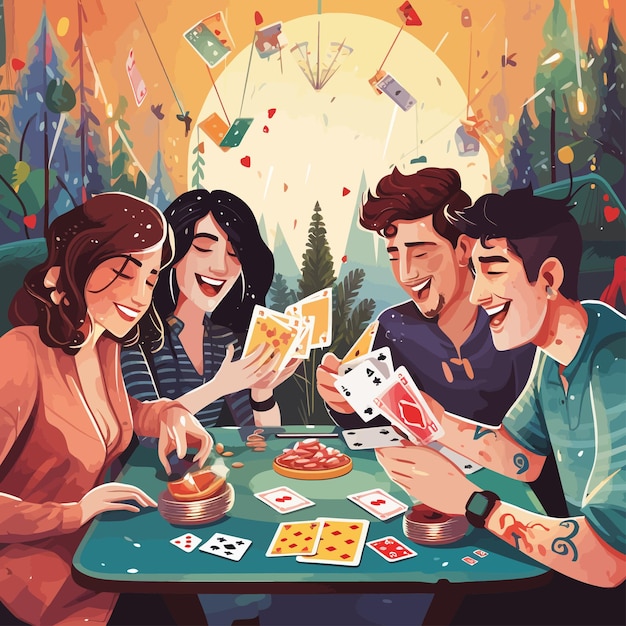 Man and woman playing poker cards game