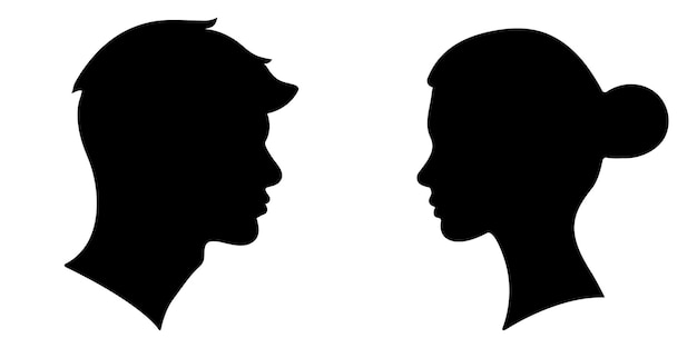 Man and woman profile silhouettes vector