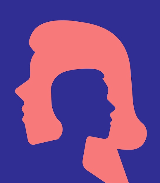 Vector man woman profile