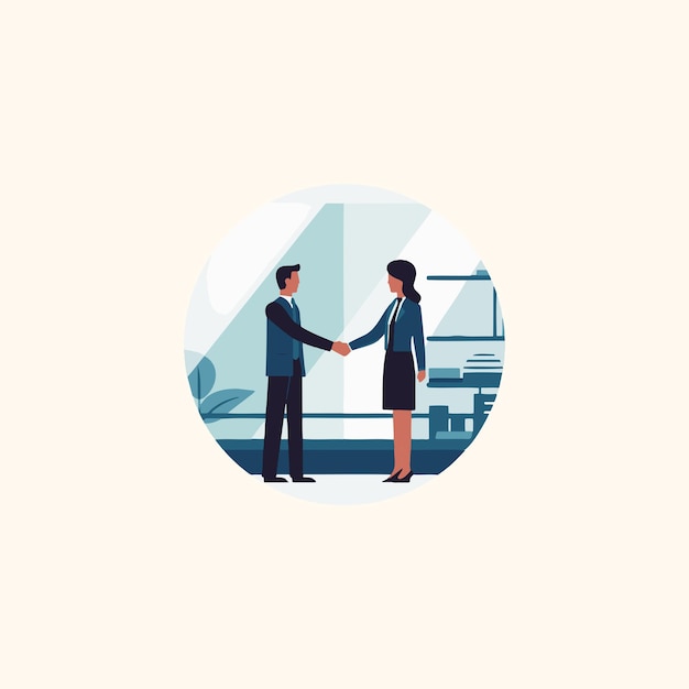 man and woman shaking hands closing deal