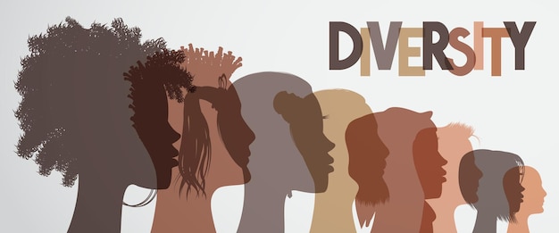 Man and woman silhouettes with different appearance diversity concept