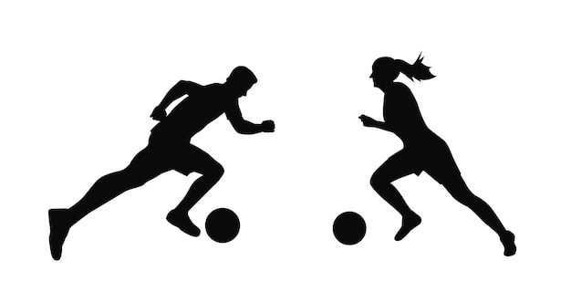 Man and woman soccer silhouette