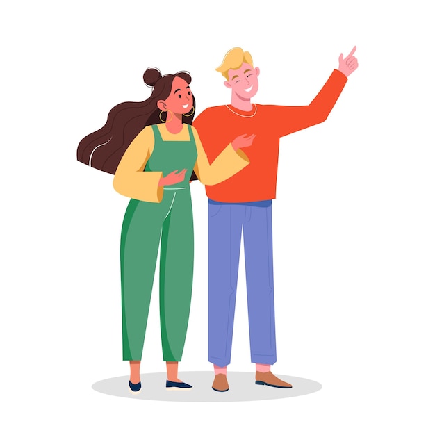 man and woman stand together and talk positive communication between peoplefriends met and embrace