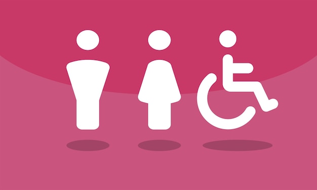 トイレのサインの男性と女性のベクトル。シンプルでミニマリストなデザイン。