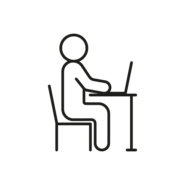 Man work at computer in right posture ergonomic workplace Correct body position