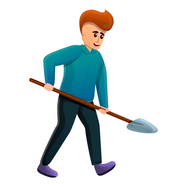 Vector man work shovel icon cartoon of man work shovel vector icon for web design isolated on white background