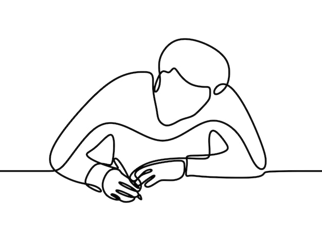 Man work writing oneline continuous single line art