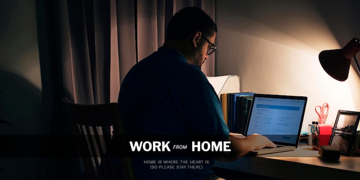 Vector man working from home during the coronavirus pandemic