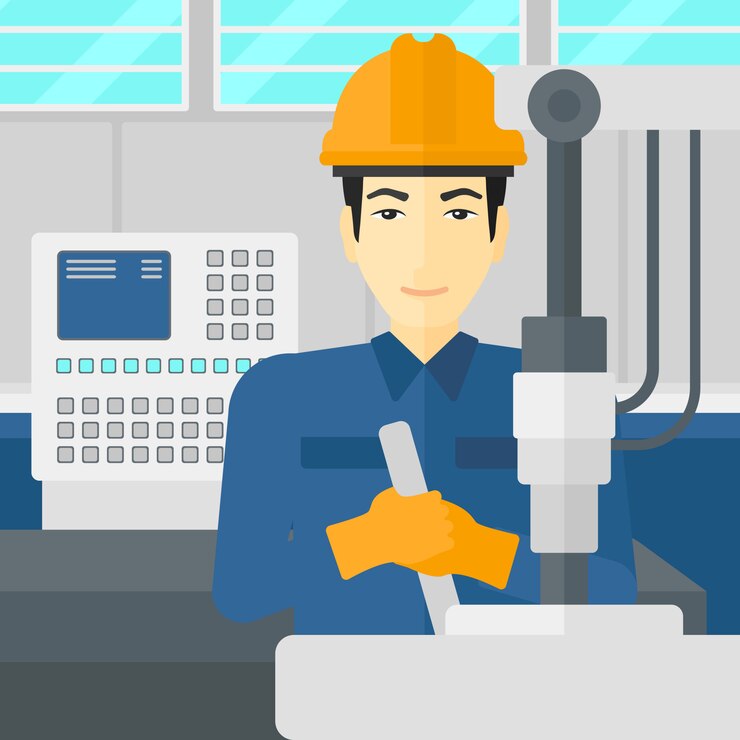 Vector man working with industrial equipment.