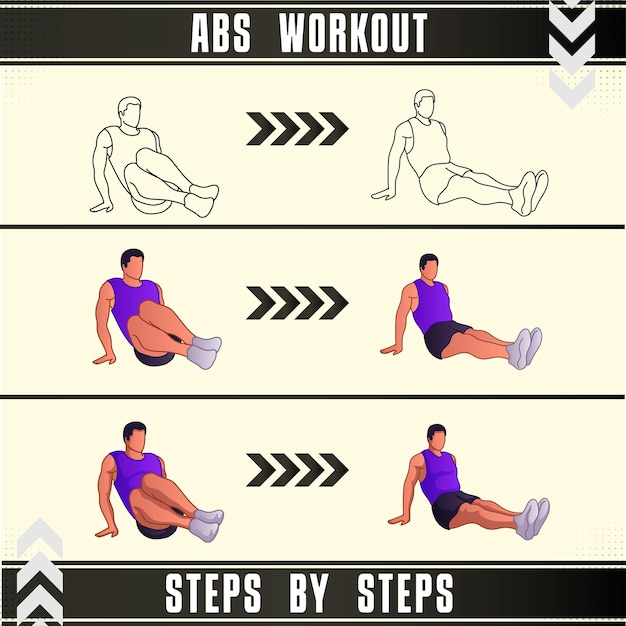 Man Workout Set. Man doing fitness, abs and yoga exercises.